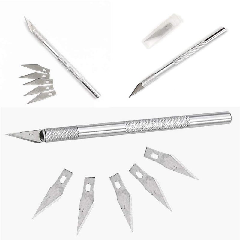 Comidox 2 Sets Stainless Steel Precision Carving Cutter Craft Knife Solid Metal Pen Knife Razor Tool for Phone PC Tablet Drone Repair DIY Art Work Sculpture - Image 5
